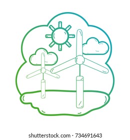 line windpower with clouds and sun weather