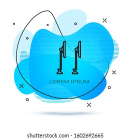 Line Windscreen wiper icon isolated on white background. Abstract banner with liquid shapes. Vector Illustration
