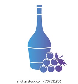 line wine bottle with grape fruit