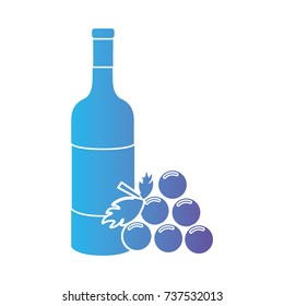 line wine bottle with grape fruit