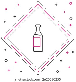 Line Wine bottle icon isolated on white background. Colorful outline concept. Vector