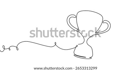Line winner trophy vector prize art win icon continuous sketch award. Trophy medal line doodle champion business victory illustration outline cup drawing success hand race sport single cartoon.