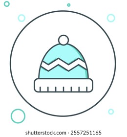 Line Winter hat icon isolated on white background. Colorful outline concept. Vector