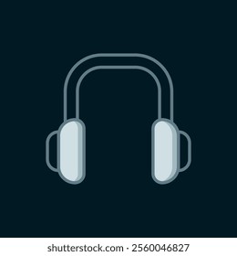 Line Winter headphones icon isolated on black background. Earmuffs sign. Flat filled outline style with shadow. Vector