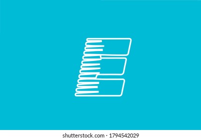 line wire E alphabet letter logo icon. White blue colour for business and company design
