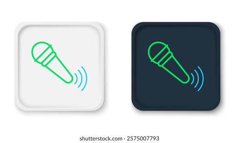 Line Wireless microphone icon isolated on white background. On air radio mic microphone. Speaker sign. Colorful outline concept. Vector