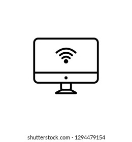 line wireless monitor icon, vector illustration