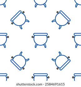 Line Witch cauldron icon isolated seamless pattern on white background. Happy Halloween party. Colorful outline concept. Vector