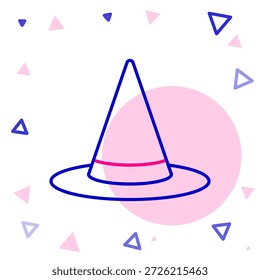 Icono de sombrero de bruja de línea aislado sobre fondo blanco. Feliz Halloween. Concepto de contorno colorido. Vector