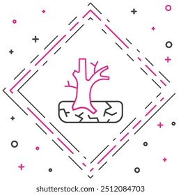 Línea Icono de árbol marchito aislado sobre fondo blanco. Árbol desnudo. Silueta del árbol muerto. Concepto de contorno colorido. Vector