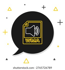 Line WMA file document. Download wma button icon isolated on white background. WMA file symbol. Wma music format sign. Colorful outline concept. Vector