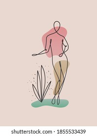 line woman body with arms on pink background vector illustration design