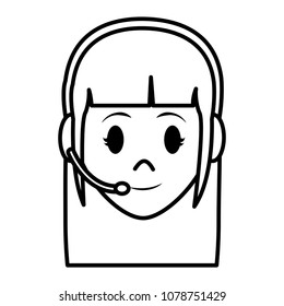 line woman call center with headphones service