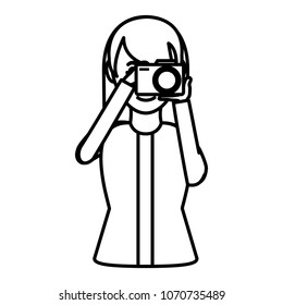 line woman with camera take picture and blouse