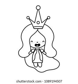 line woman with crown style and long hairstyle