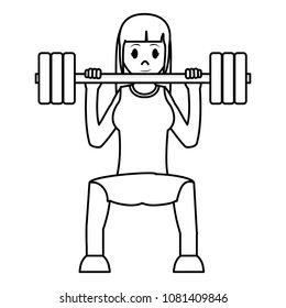 line woman do exercise with weight object and sport clothes