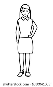 line woman with elegan blouse and hairstyle design