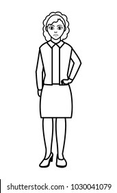 line woman with elegant clothes and hairstyle design