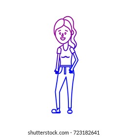 line woman with hairstyle and blouse and jean