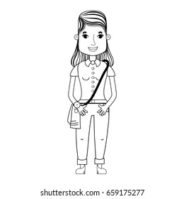 line woman with hairstyle and casual clothes