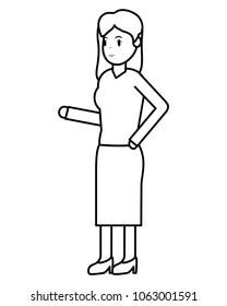 line woman with hairstyle design and casual clothes