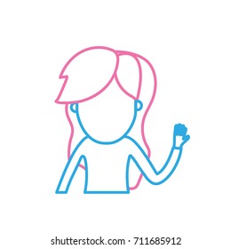 line woman with hairstyle design and clothes