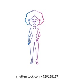 line woman with hairstyle design and clothes