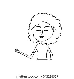 line woman with hairstyle design and elegant blouse