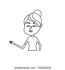 line woman with hairstyle design and elegant blouse