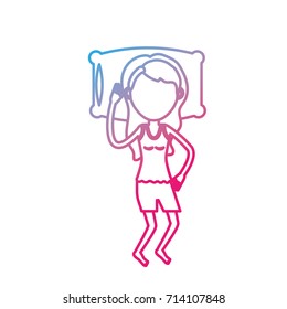 line woman with hairstyle desing sleeping