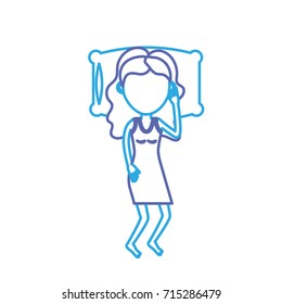 line woman with hairstyle desing sleeping