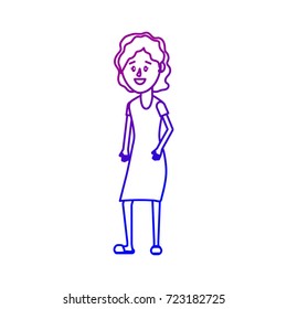 line woman with hairstyle and dress design