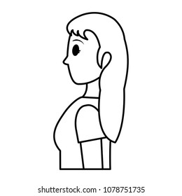 line woman with long hairstyle and fashion blouse