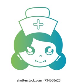 line woman nurse head with hairstyle design