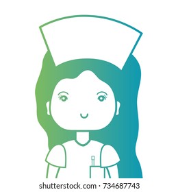 line woman nurse with uniform and hairstyle design