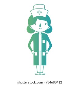 line woman nurse with uniform and hairstyle design