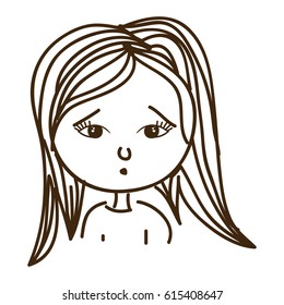 line woman surprised expression, vector illustration design