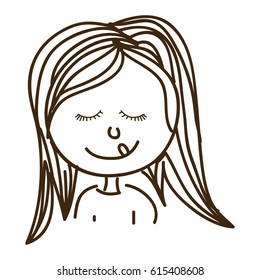 line woman very funny expression, vector illustration design