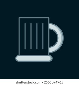 Line Wooden beer mug icon isolated on black background. Flat filled outline style with shadow. Vector