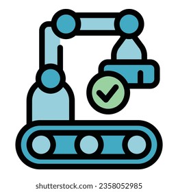 Line work icon outline vector. Factory engineer. Process machinery color flat