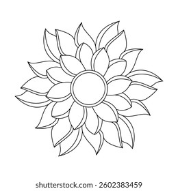 Line Work Ornamental Mandala in Black and White Coloring Book Page
