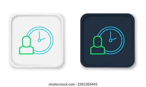 Line Work time icon isolated on white background. Office worker. Working hours. Business briefcase. Colorful outline concept. Vector