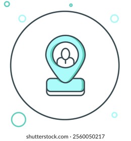 Line Worker location icon isolated on white background. Colorful outline concept. Vector
