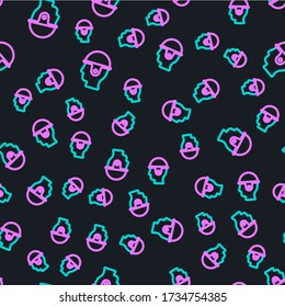 Line Worker safety helmet icon isolated seamless pattern on black background.  Vector Illustration