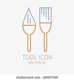 Line working color brush for construction, building and home repair icon. Vector illustration for design. Hand work tool.