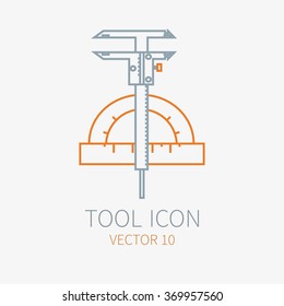 Line working color scale with caliper for construction, building and home repair icon. Vector illustration for design. Hand work tool.