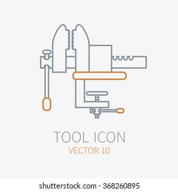 Line working vise for construction, building and home repair icon. Vector illustration for design. Hand work tool.