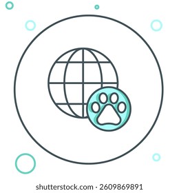 Line World pet icon isolated on white background. Colorful outline concept. Vector
