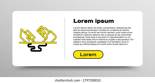 Line Wrecked oil tanker ship icon isolated on white background. Oil spill accident. Crash tanker. Pollution Environment concept. Colorful outline concept. Vector