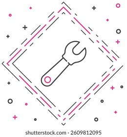 Line Wrench spanner icon isolated on white background. Colorful outline concept. Vector Illustration